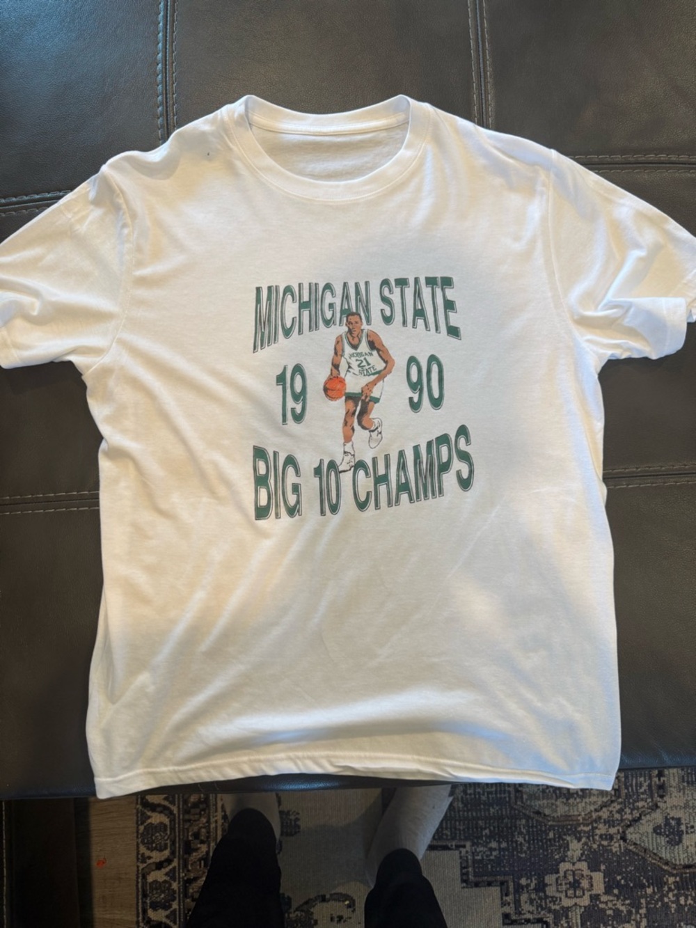 Michigan State 1990 Big 10 Champs Vintage Graphic Tee - White/Green